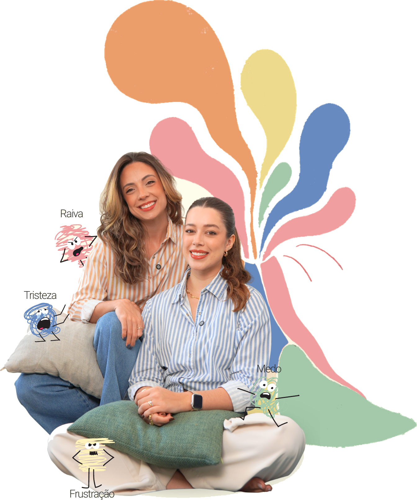 Melina Sampaio e Giulia Coelho com ilustrações de raiva, tristeza, medo e frustração